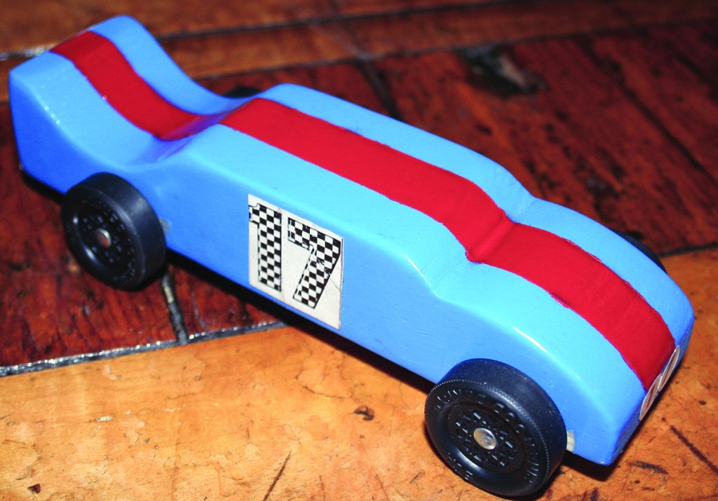 PHOTO BY DEBBIE SADLON Thursday, June 26, 2014, Max Hayes Career and Technical High School Take it to the MAX! Summer Camp 2014 Pinewood Derby Championship, 4600 Detroit Avenue: This car designed by Valery Kasole won first place for best design. Cars were judged by their cut, look and shape, aerodynamics, painting and decal.   