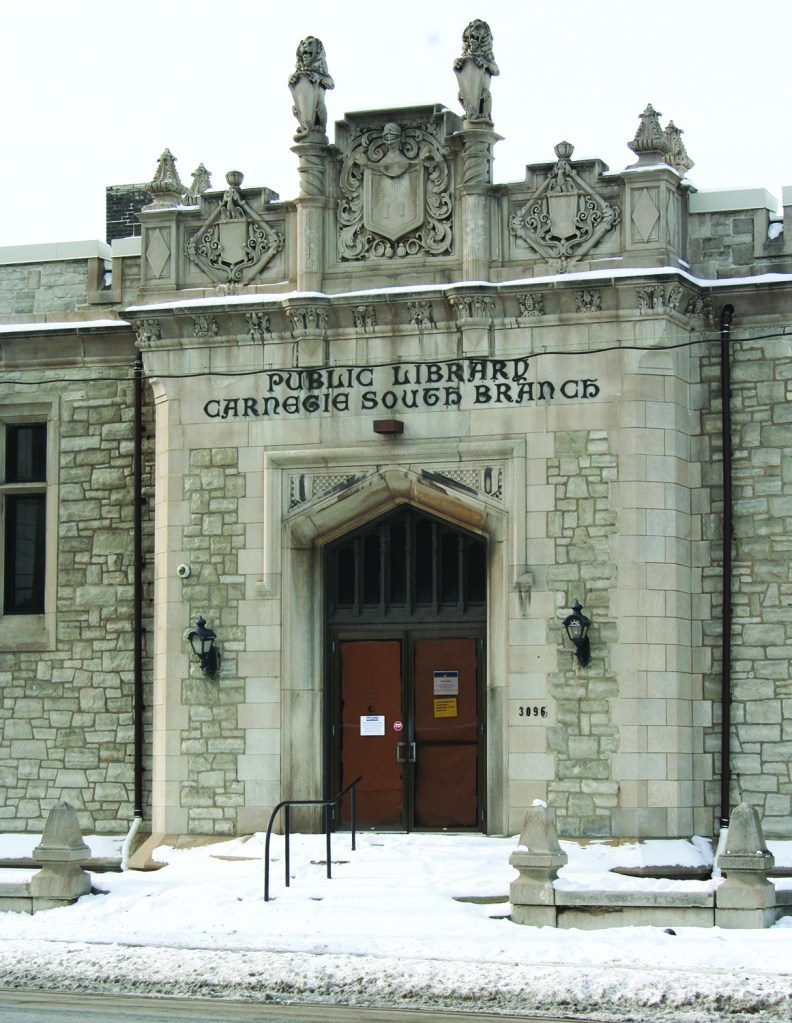 PHOTO BY DEBBIE SADLON Saturday, January 17, 2015; Cleveland Public Library’s Carnegie South Branch Library building, 3115 Scranton Road: Community members were invited to a public meeting in December to share their vision on the future of this historic building. A campaign is now underway to convince the Cleveland Public Library Board to repair and reopen the building as a library.