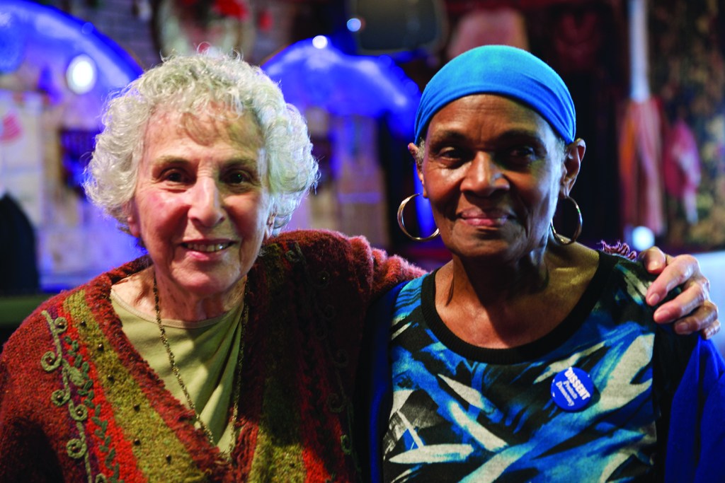 PHOTO BY NEHEMIAH STARK Saturday, March 14, Women Speak Our for Peace and Justice celebration of international Women’s Day, Kan Zaman Restaurant, 1616 W. 25th Street: Women Speak Out for Peace and Justice honored (L-R) Bea Silverberg