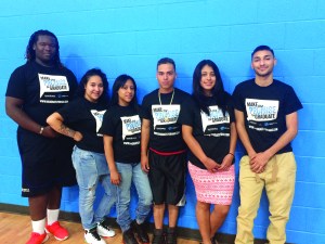 PHOTO COURTESY OF THE BOYS AND GIRLS CLUBS OF AMERICA Tuesday, June 30, 2015; Boys and Girls Clubs of Cleveland Graduation Party, 6114 Broadway: Members of the West Side Boys and Girls Club, all class of 2015 high school graduates, pose for a photo: (L-R): Antayvion Brown, John Hay High School; Daysha Miranda, Lincoln West High School; Kayla Del Valle, Lincoln West High School; Hector Vazquez, Lincoln West High School; Jennifer Diaz-Ramos, Saint Joseph Academy; and Angel Vega, James Ford Rhodes High School. 